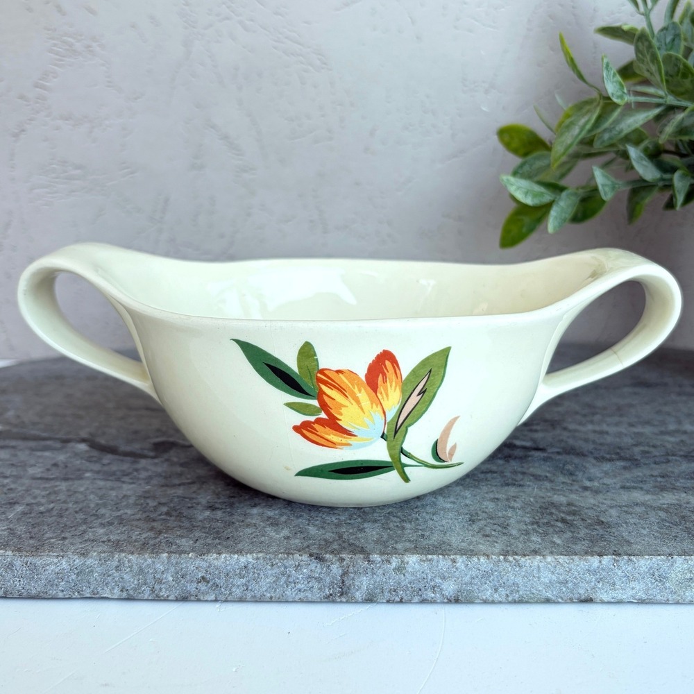 Vintage Horizon by Steubenville Floral Ceramic Double Handle Gravy Boat Bowl